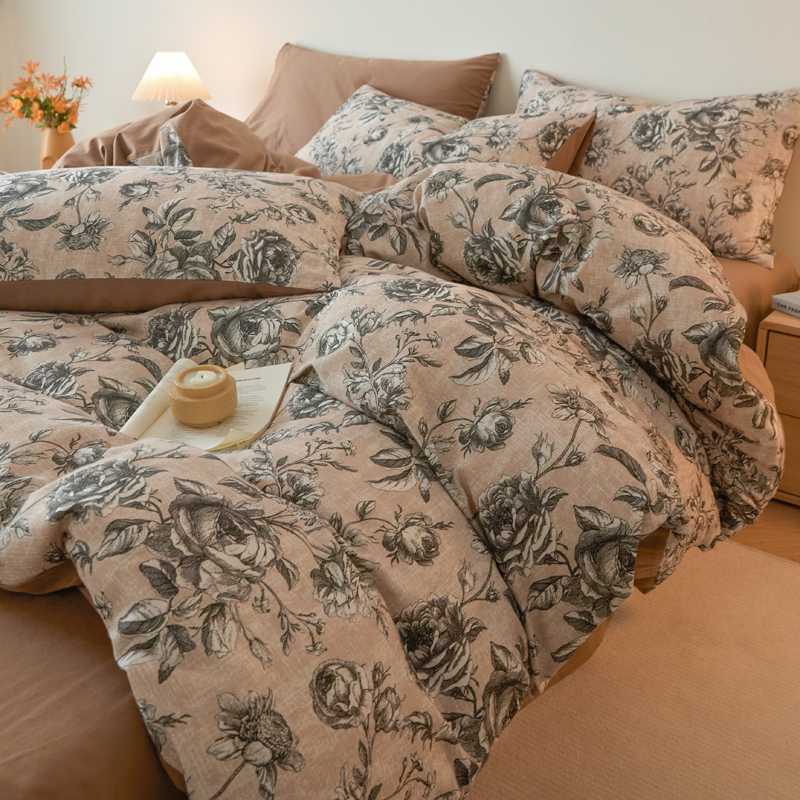 凤凰家纺 欧式复古全棉磨毛四件套 FHTJ-251661 白玫瑰