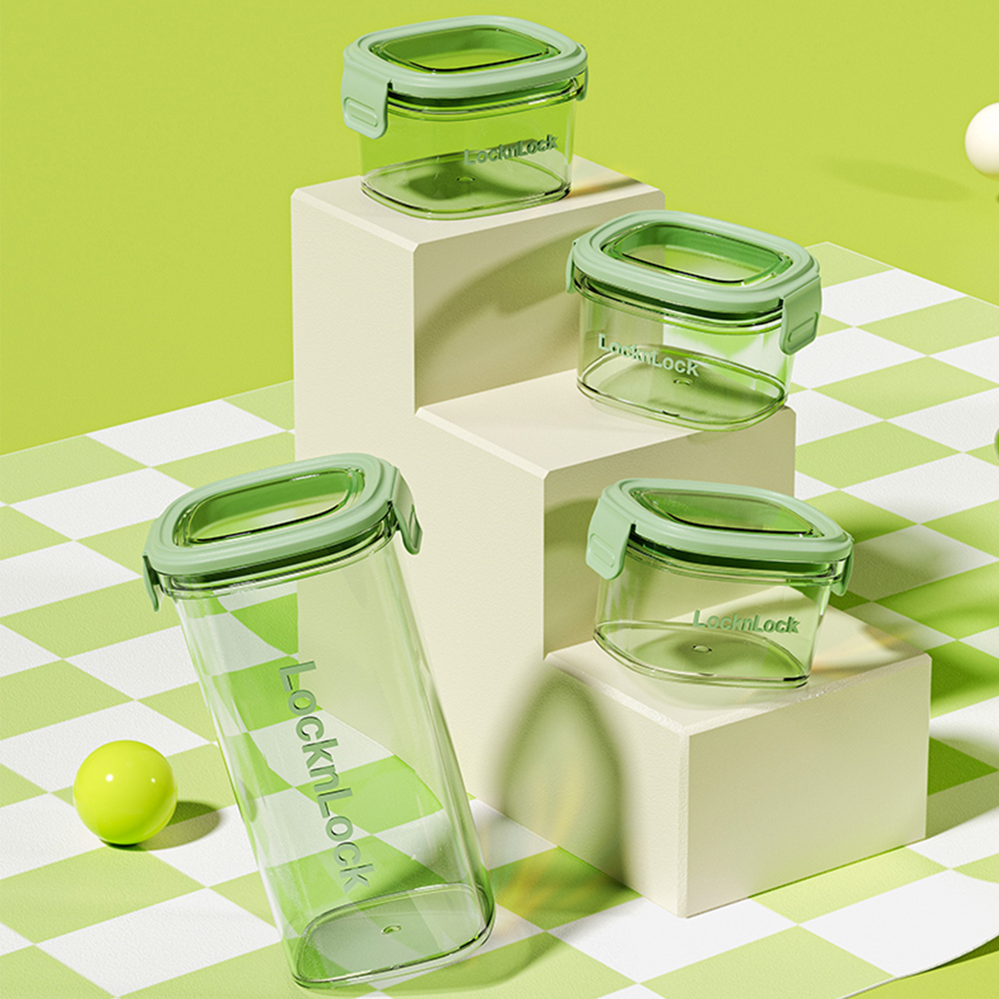 乐扣乐扣 家用品悠悠绿清透密封罐4件套 HTE828S4FU